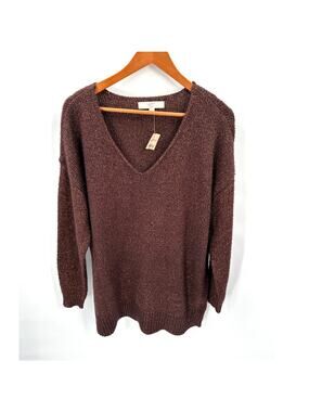 LOFT Plus NWT Brown Shimmer V Neck Sweater // 14